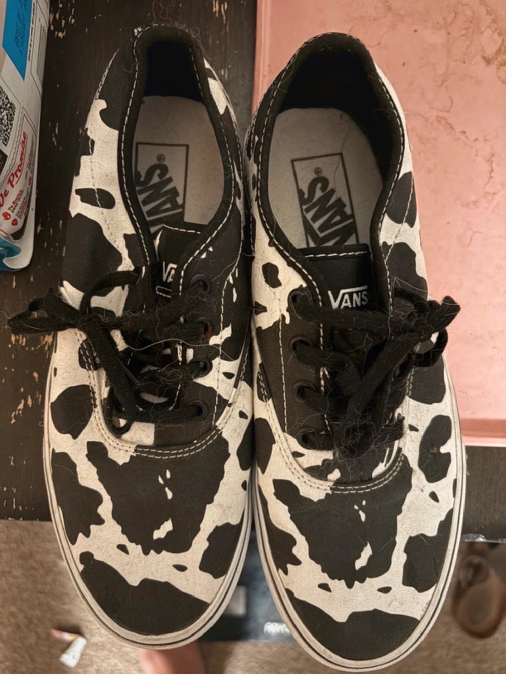 Vans Women’s Black & White Cow-Print Canvas Sneakers